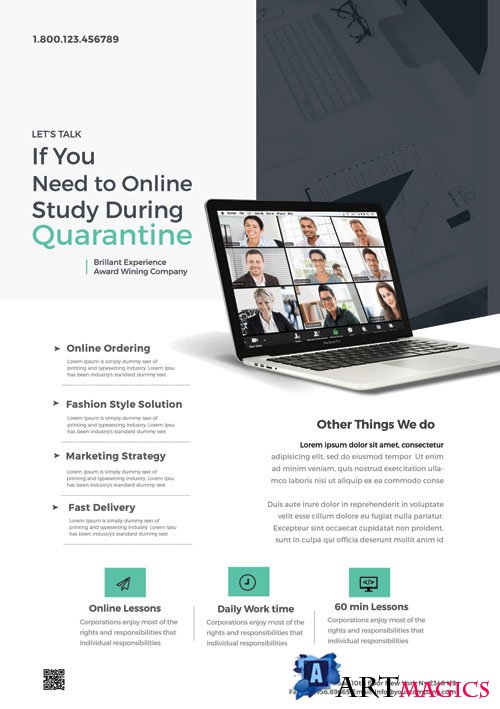 Online Home Learning - Premium flyer psd template