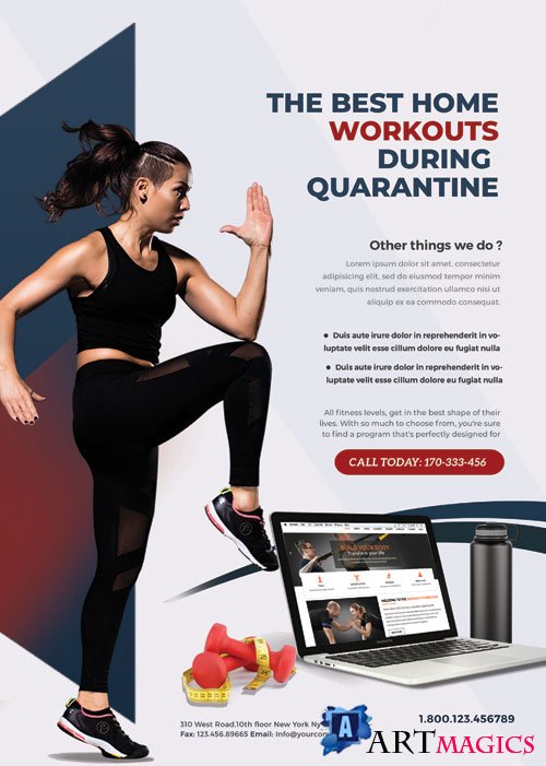 Online Personal Training Workouts - Premium flyer psd template