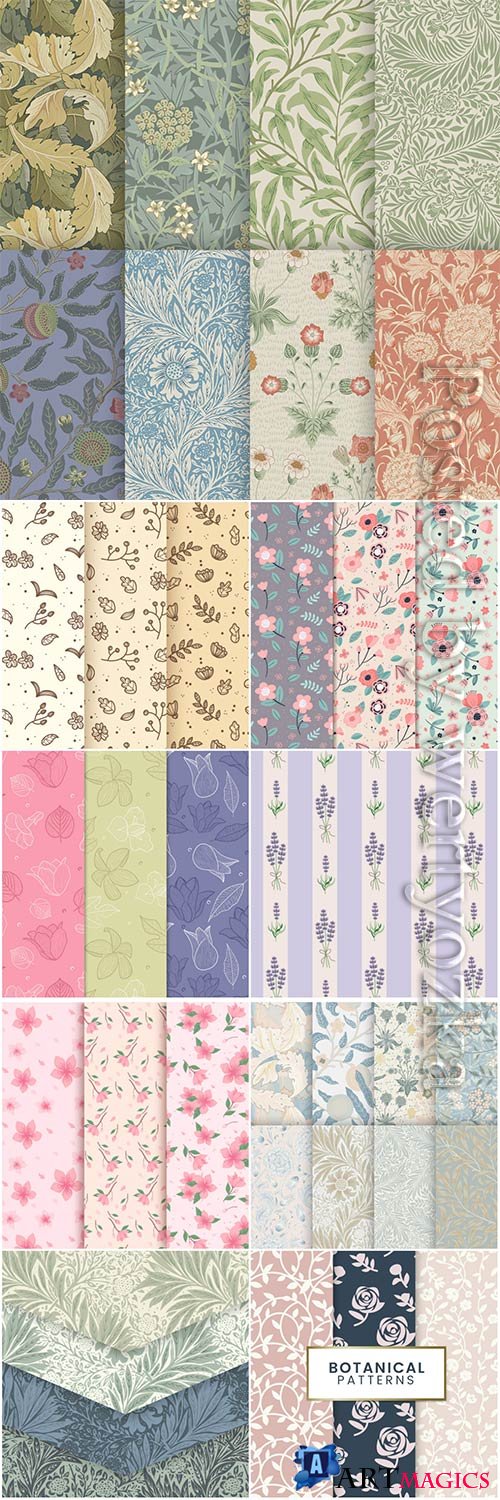 Seamless floral backgrounds in vector # 5