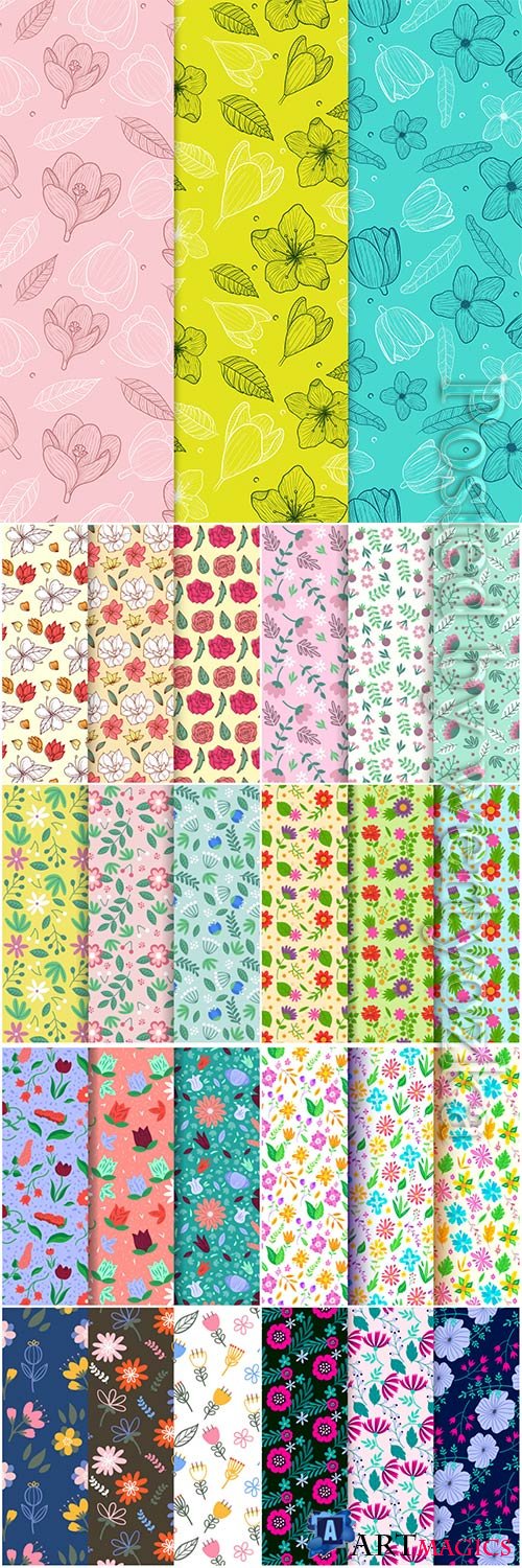 Seamless floral backgrounds in vector # 2