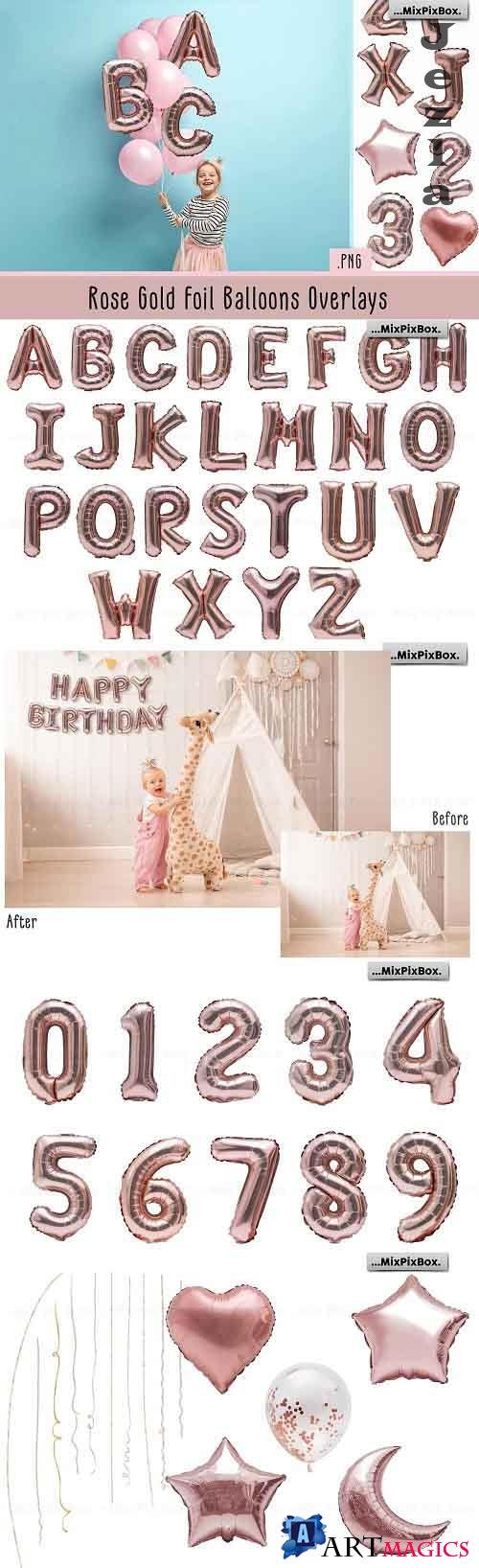 Rose Gold Foil Balloons Overlays - 4978844