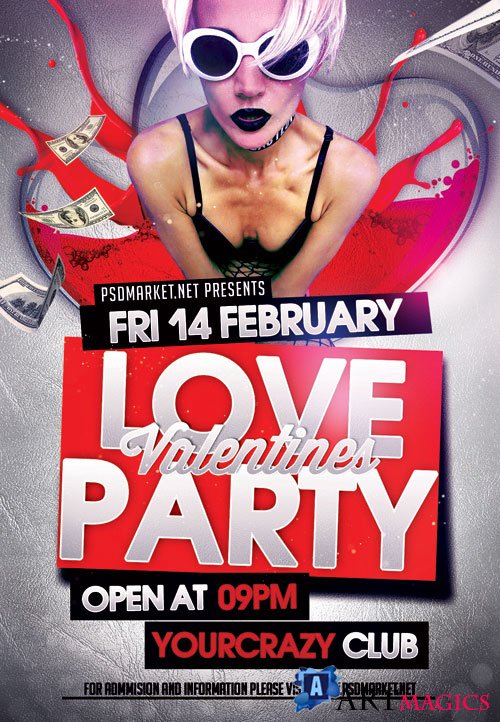 Love party valentines - Premium flyer psd template