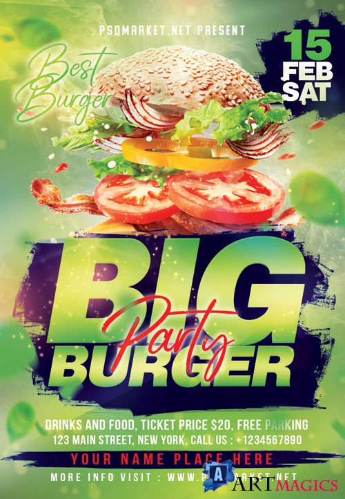 Burger party - Premium flyer psd template