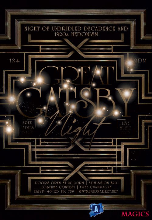 Great gatsby night - Premium flyer psd template