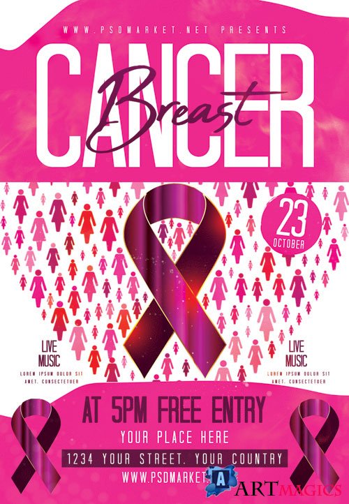 Breast cancer day - Premium flyer psd template