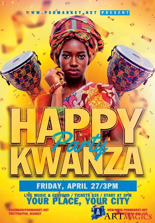 Happy kwanza - Premium flyer psd template