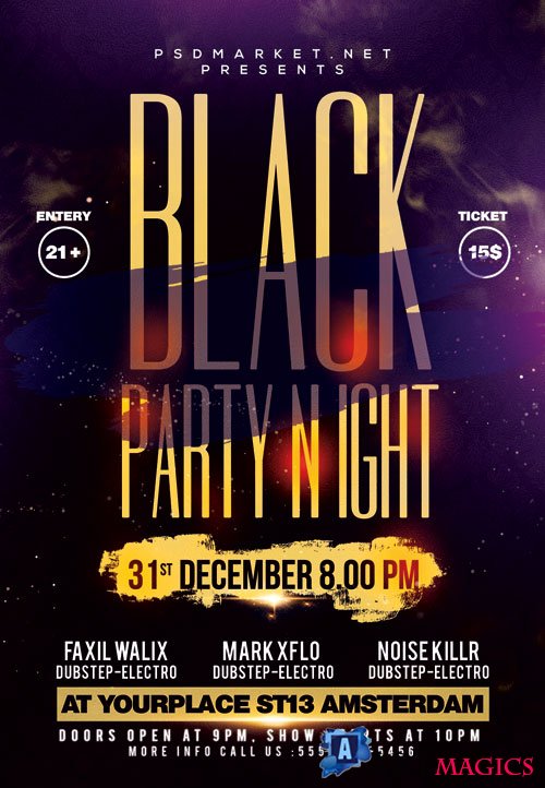 Black party night event - Premium flyer psd template