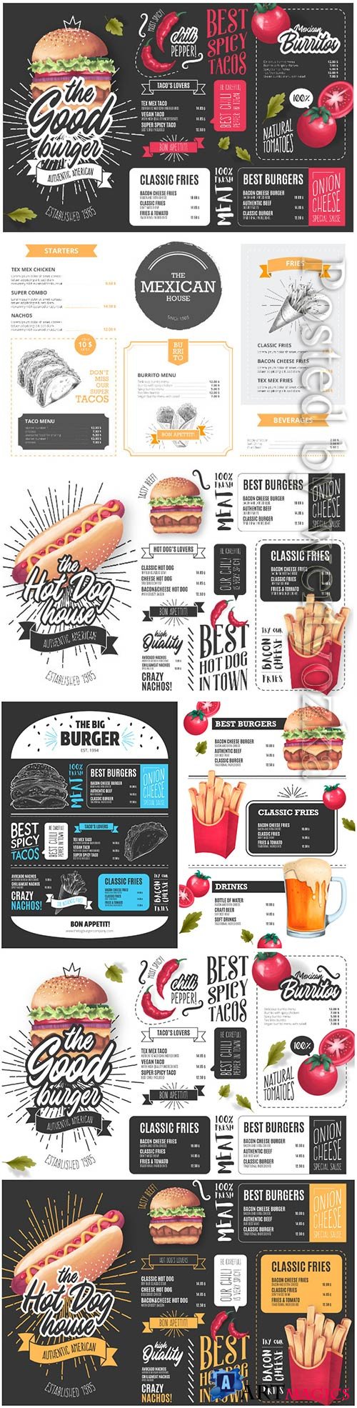 Vector restaurant menu template with illustrations