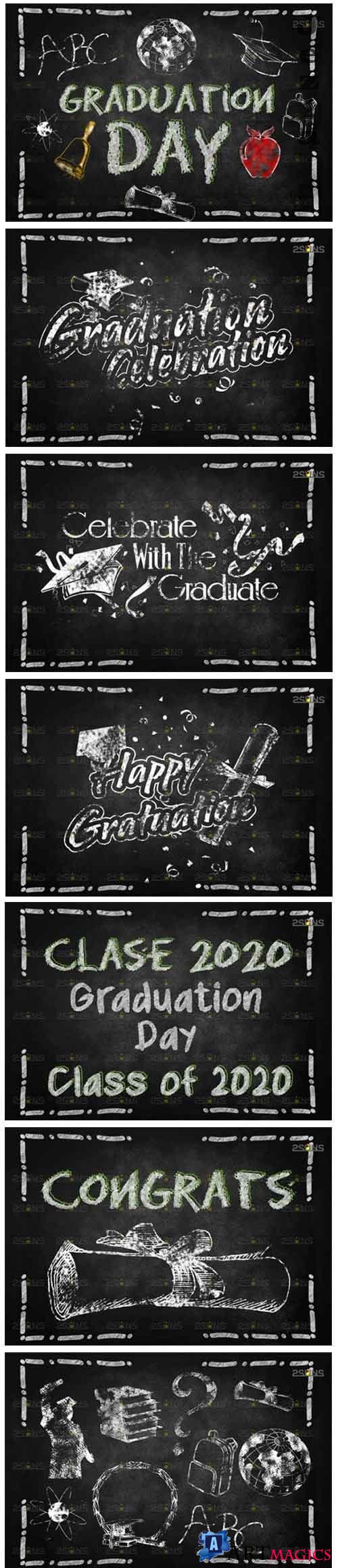 Overlay Graduation Sidewalk Chalk Art - 617282