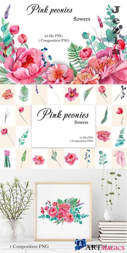 Pink Peonies Flowers Clipart - 645550