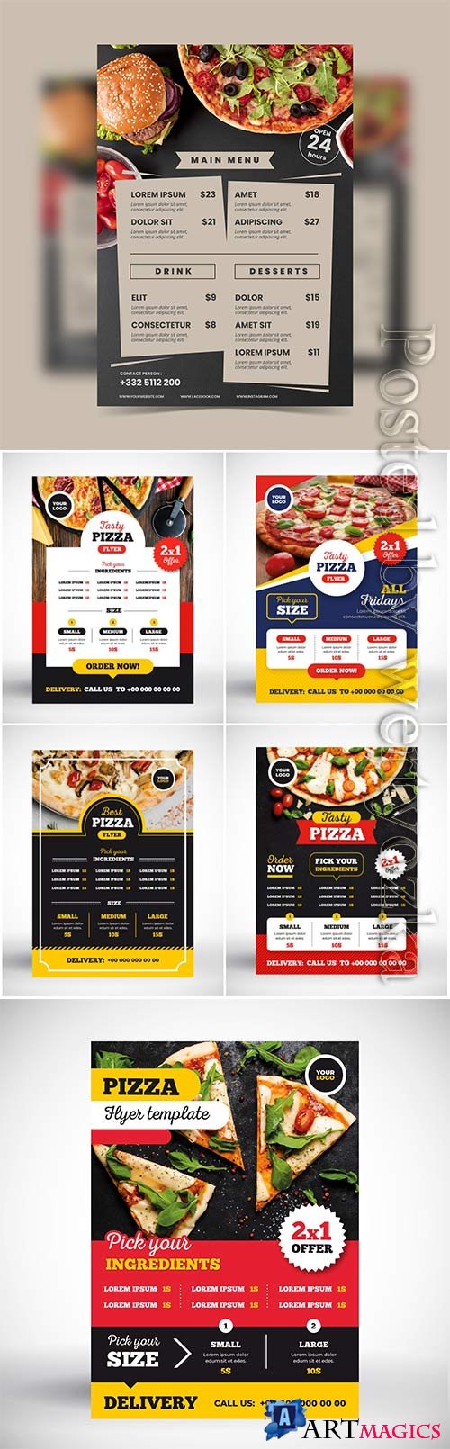 Pizza menu vector concept 