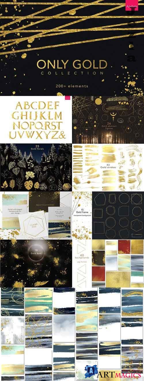 Golden elements and backgrounds - 4332242