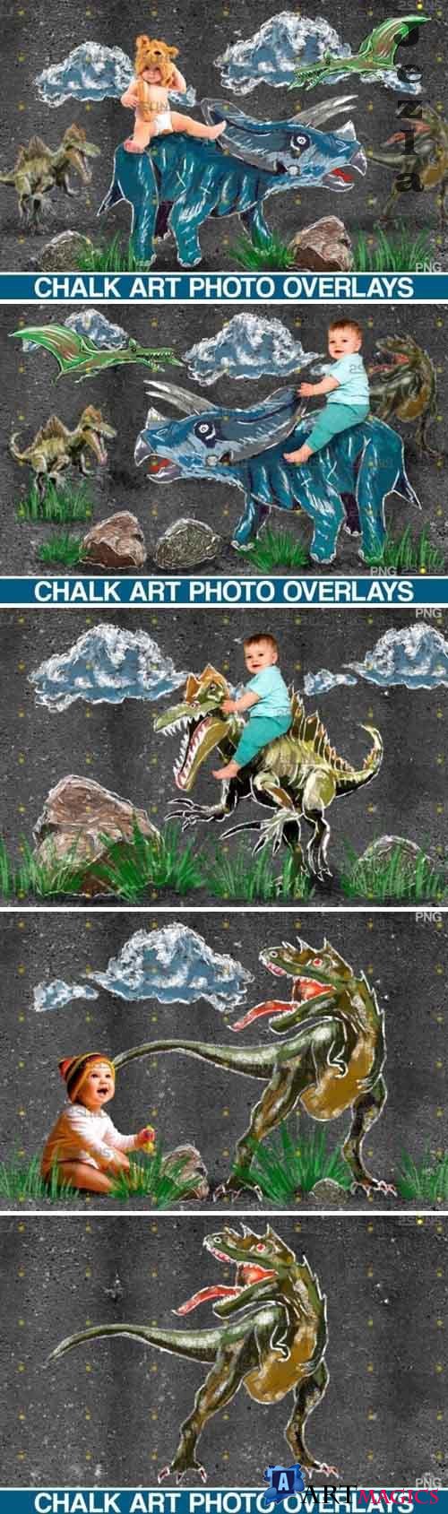 Dinosaurs Chalk art overlays, Dinosaur backdrop - 649347