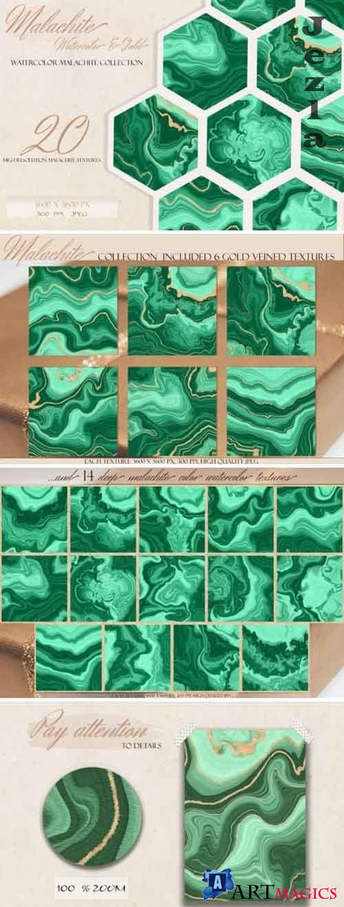 Green Malachite Geode & Gold Backgrounds
