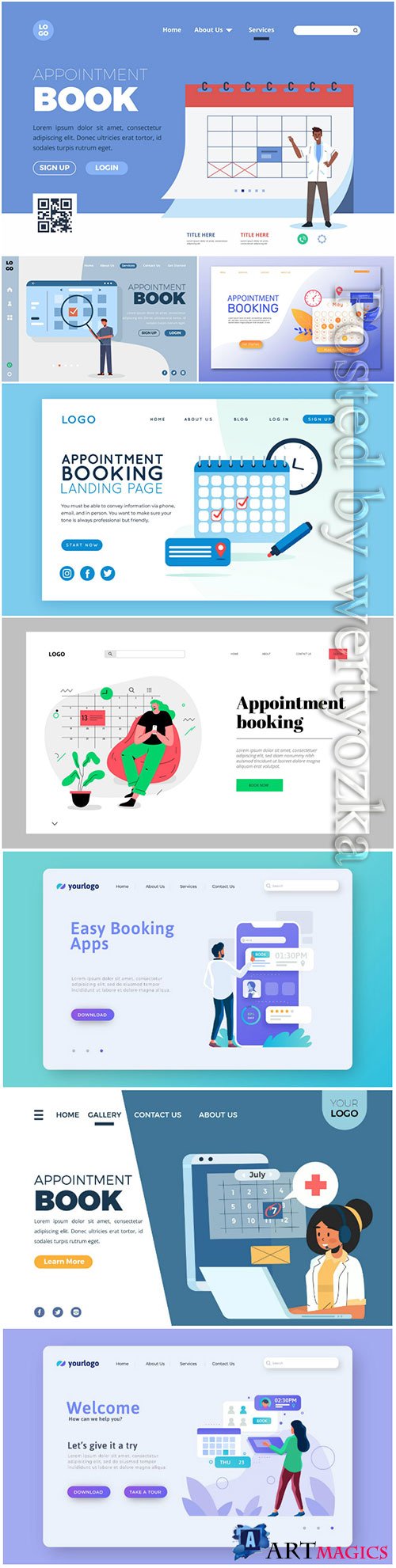 Appointment booking landing vector page