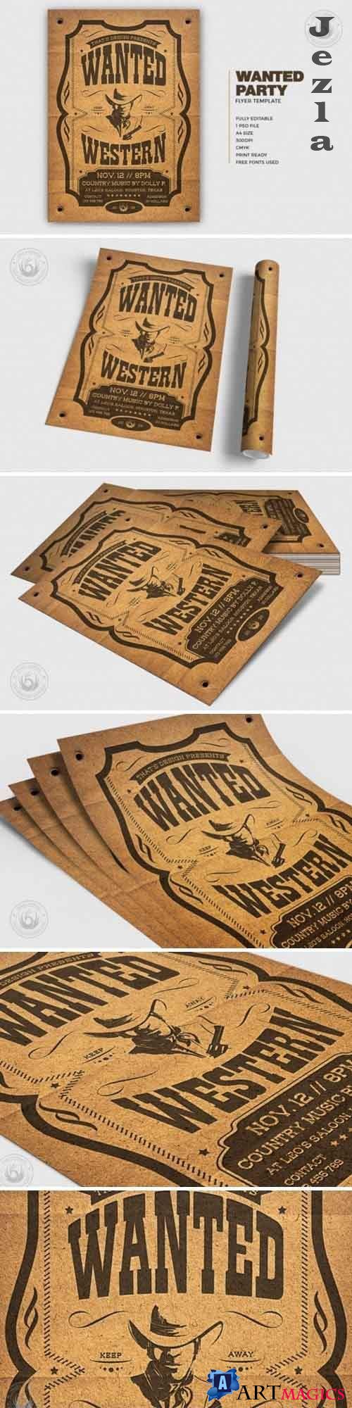 Wanted Western Party Flyer V2 - 5033785