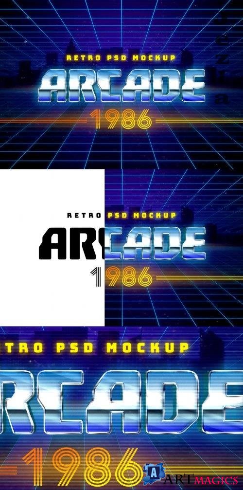 1980s Retro Arcade Mockup Text Effect 355528608
