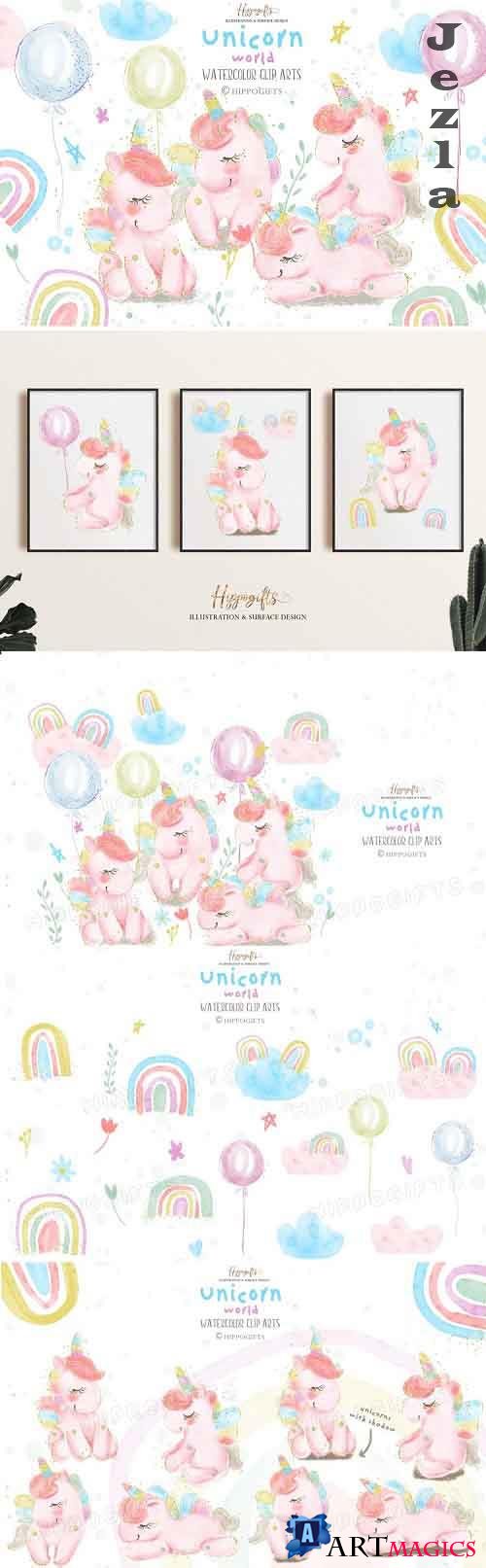 Watercolor unicorn illustrations - 572804