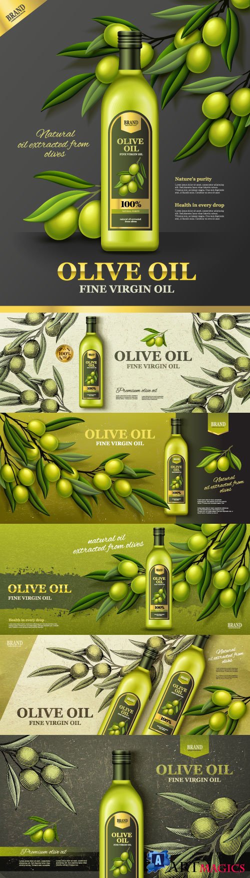 Olive oil banner vector ads