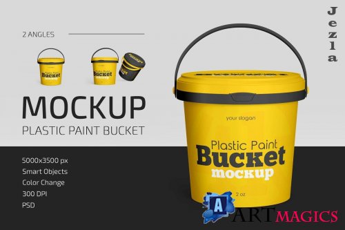 Plastic Paint Bucket Mockup Set 5034716