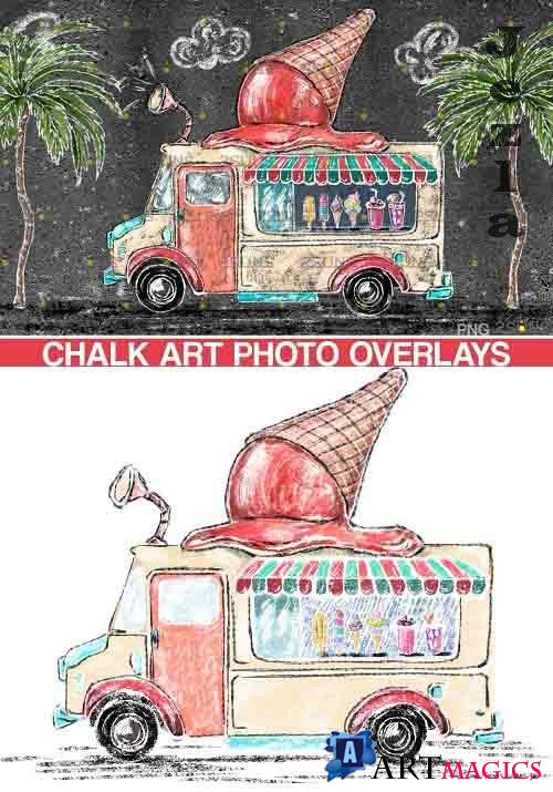 Ice cream chalk art overlay Photoshop overlay - 665345