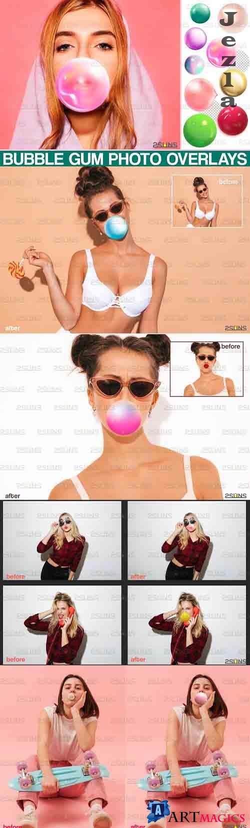 100 Blowing Bubble Gum Photo overlays - 665359