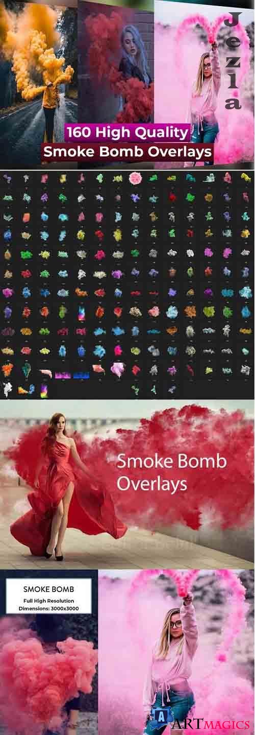 160 High Quality Smoke Bomb Photo Overlays, Photoshop Overlay