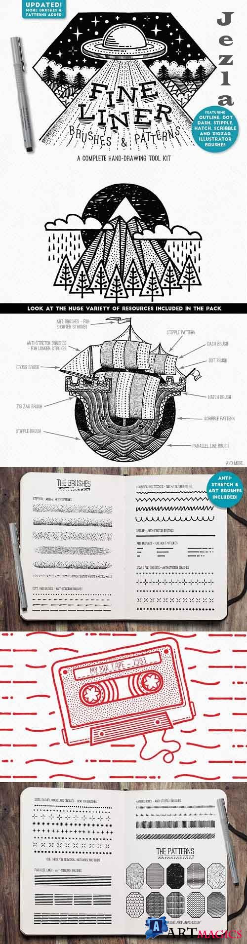 Fine Liner Brushes & Patterns - 1799465