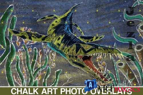 Dinosaurs Chalk art overlays, Dinosaur backdrop - 685585