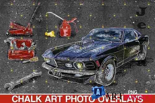 Overlay Car Set Father's Day Sidewalk Chalk Art - 685649