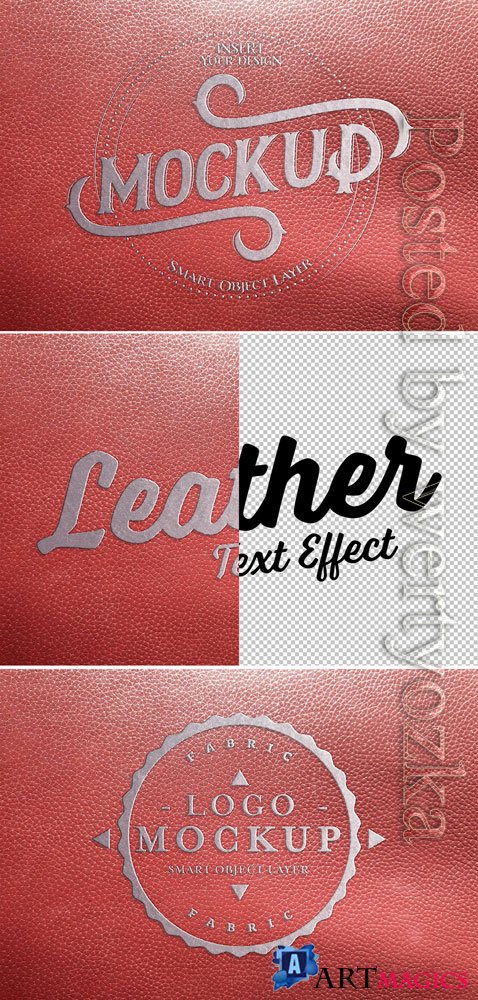 Metal-Embossed Red Leather Text Effect