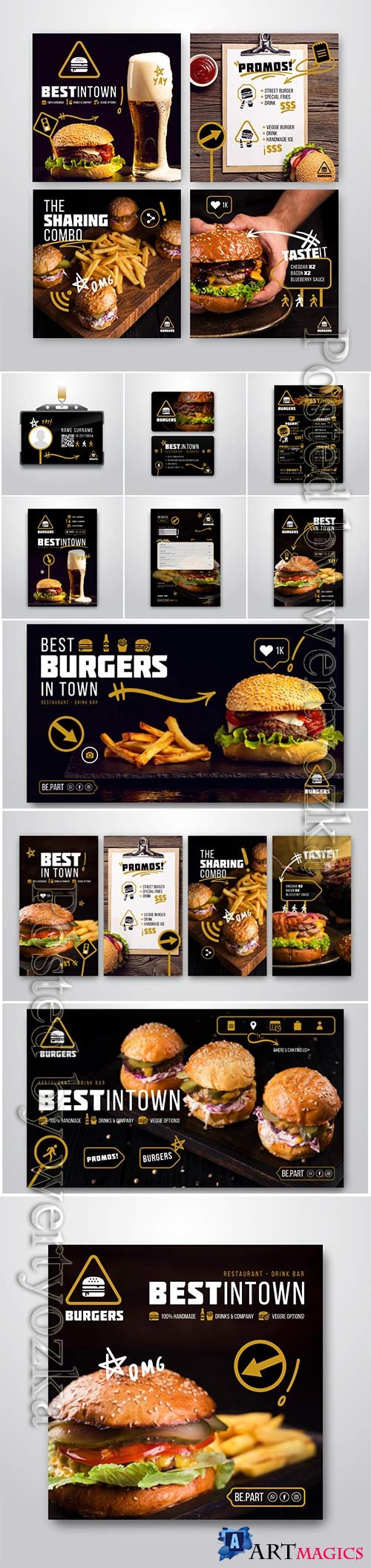 Burger restaurant flyer vector template