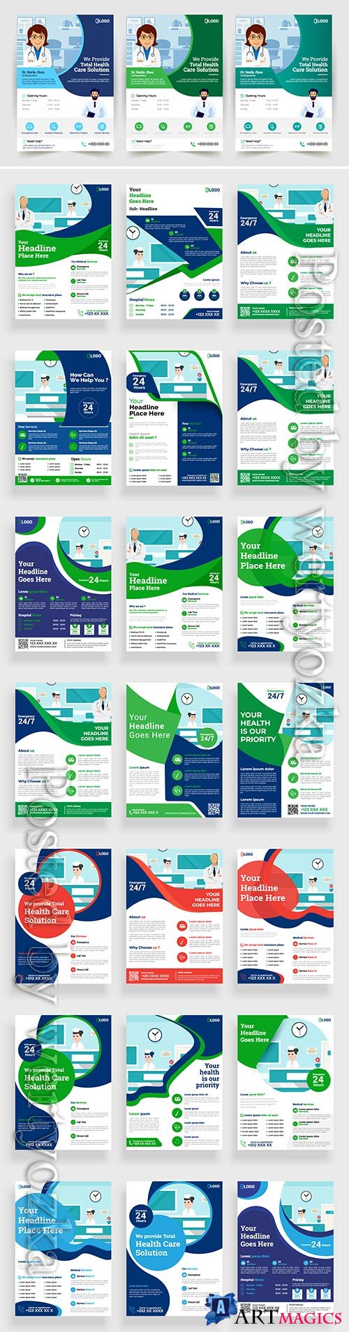 Medical flyer vector poster design layout background