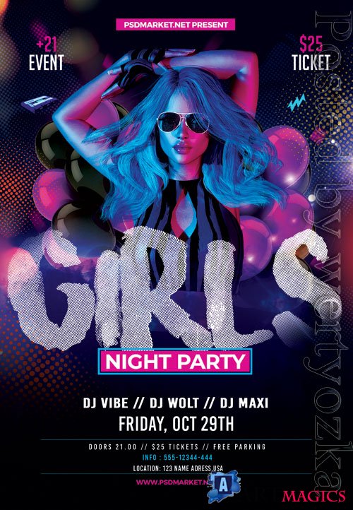 Girls night party - Premium flyer psd template
