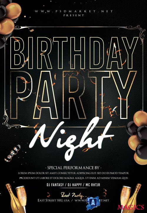 Birthday party night - Premium flyer psd template