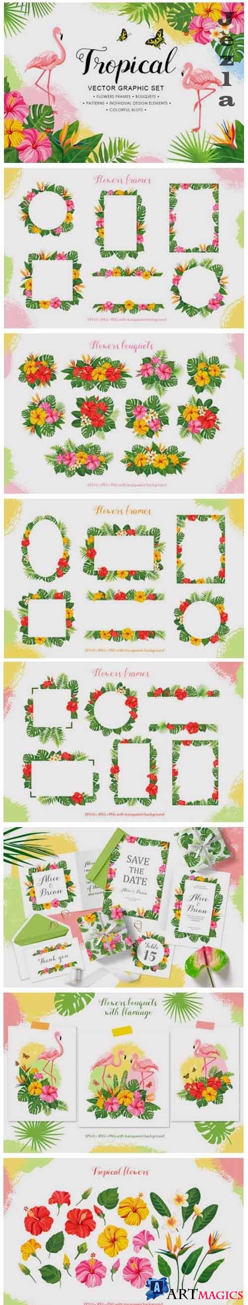 Tropical vector graphic set - 704337