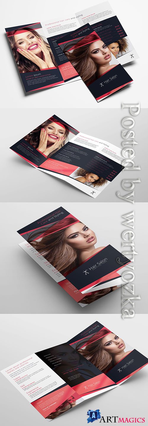 Trifold Brochure Layout for Beauty Businesses