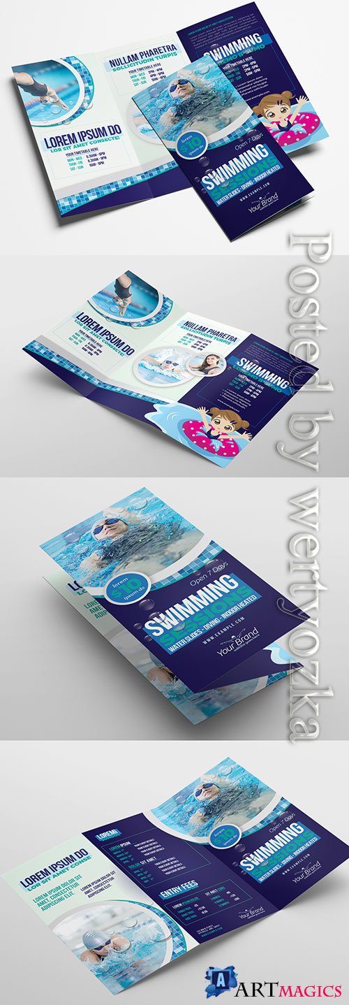 Trifold Brochure Layout for Swimming Lessons