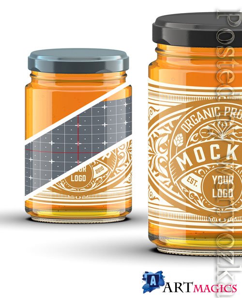 Cylindrical Honey Jar Mockup 322842168