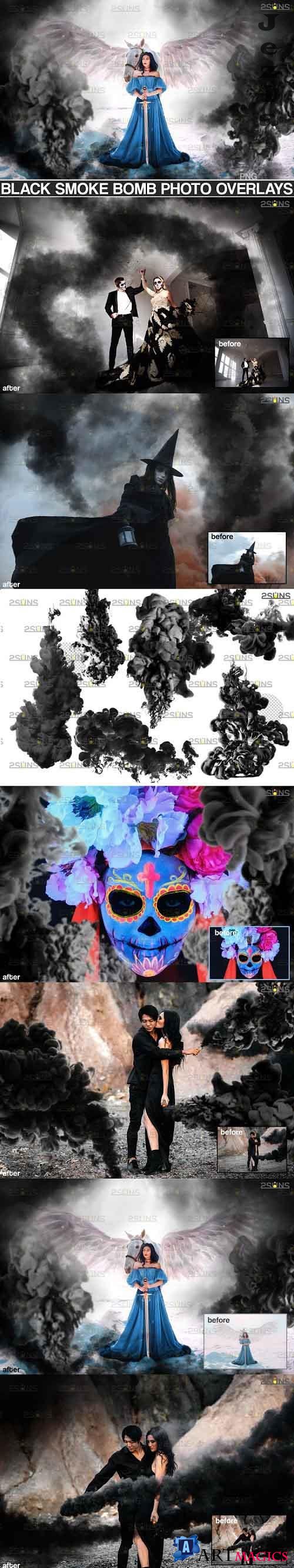 Gender reveal smoke overlay, Black Smoke bomb Halloween - 709541