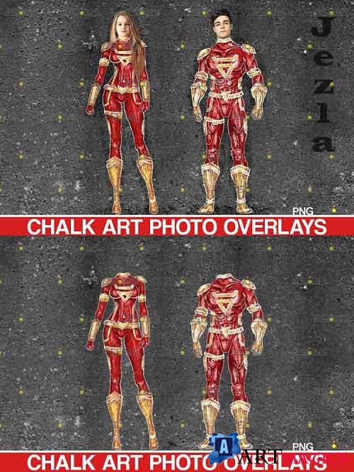 Sidewalk chalk overlay comics, superhero overlay tiza - 709616