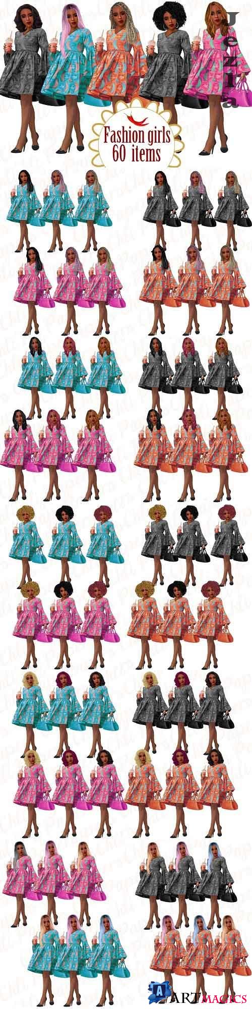Fashion girl clipart,Afro girl clipart - 5135039