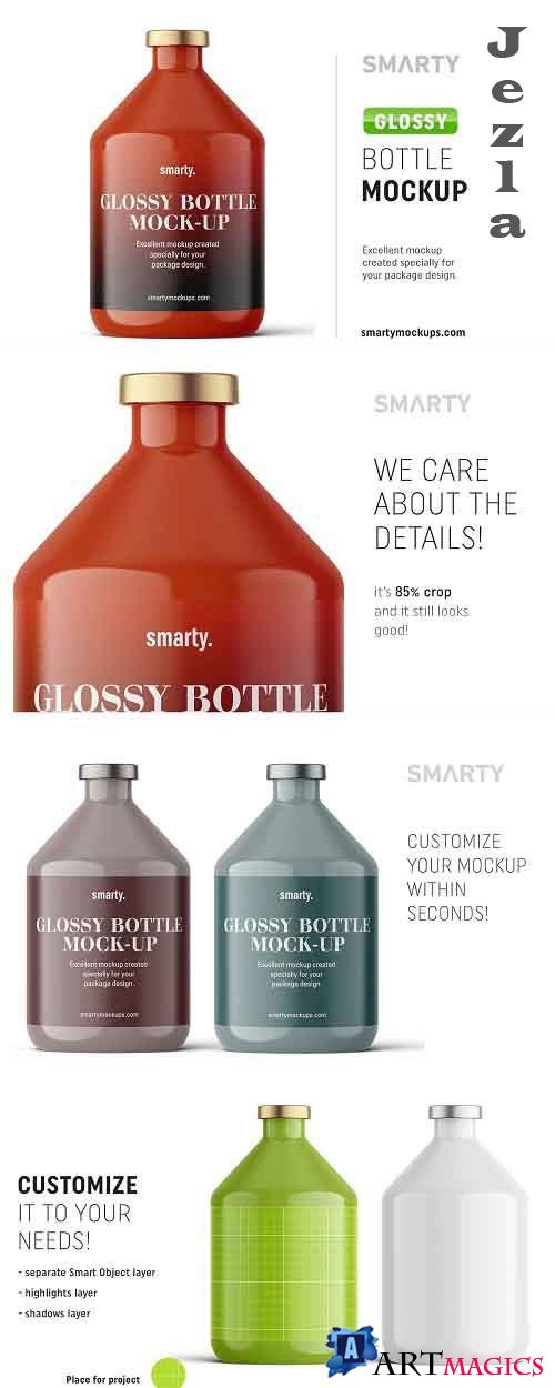 Glossy bottle mockup 200ml - 4824800