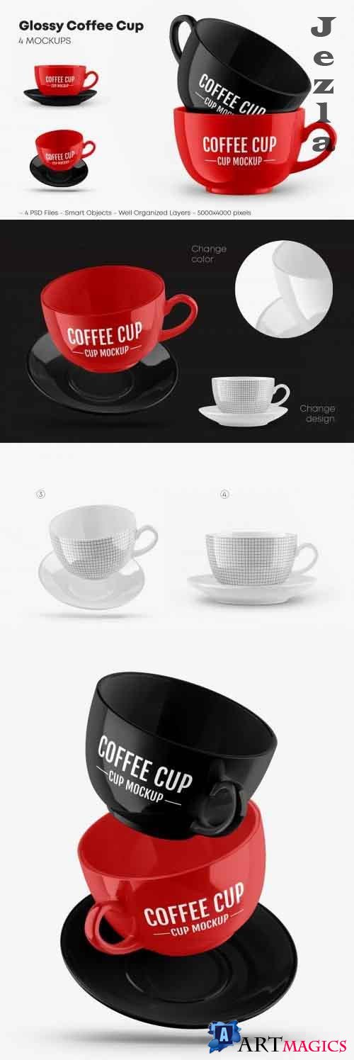 Glossy Coffee Cup Mockup Set