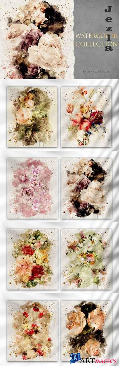 Abstract Flowers Watercolor Collection