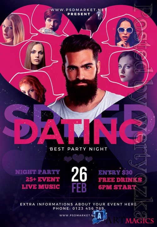Speed dating party - Premium flyer psd template