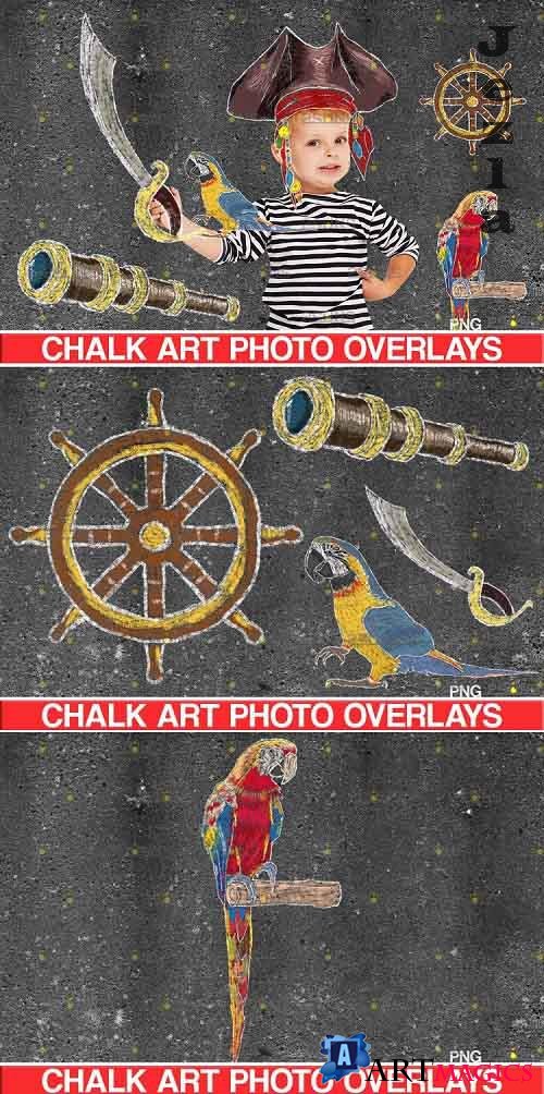 Sidewalk Chalk art Overlay, Baby Pirate backdrop - 723898