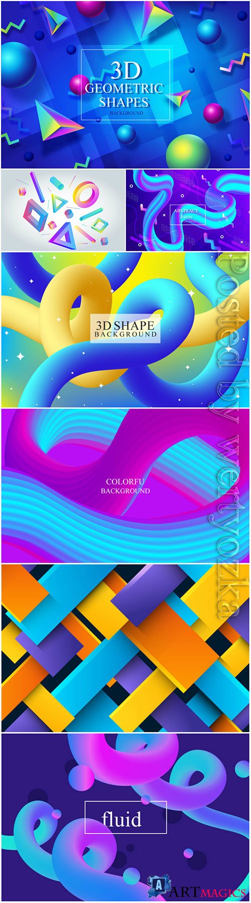 Colorful fluid 3d shape vector abstract  background