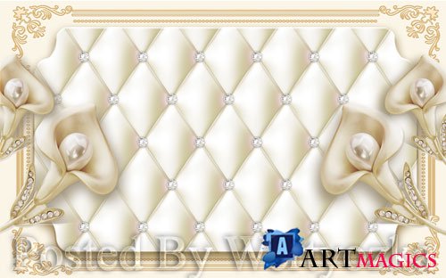 3D psd models light luxury creative soft bag jewelry flower background wall