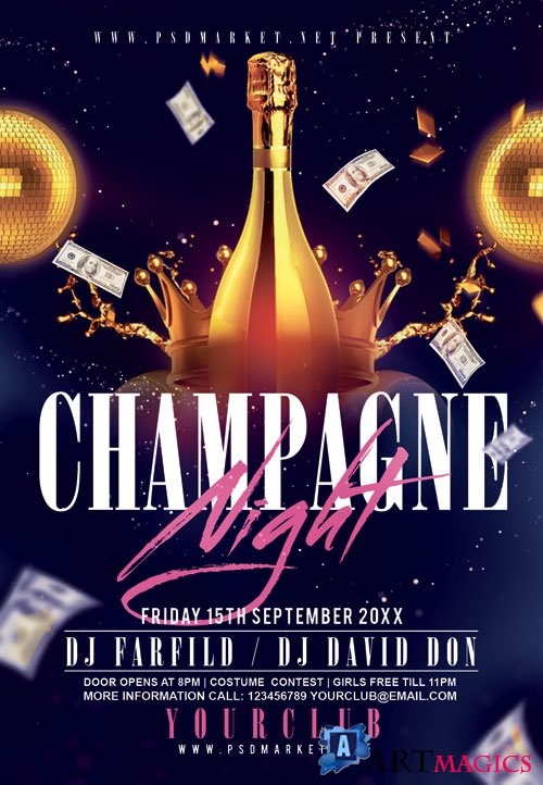 Champagne night - Premium flyer psd template